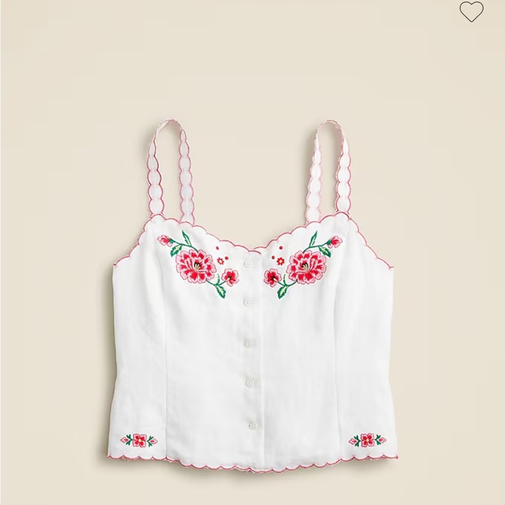J. Crew White embroidered  Embellished Crop Top